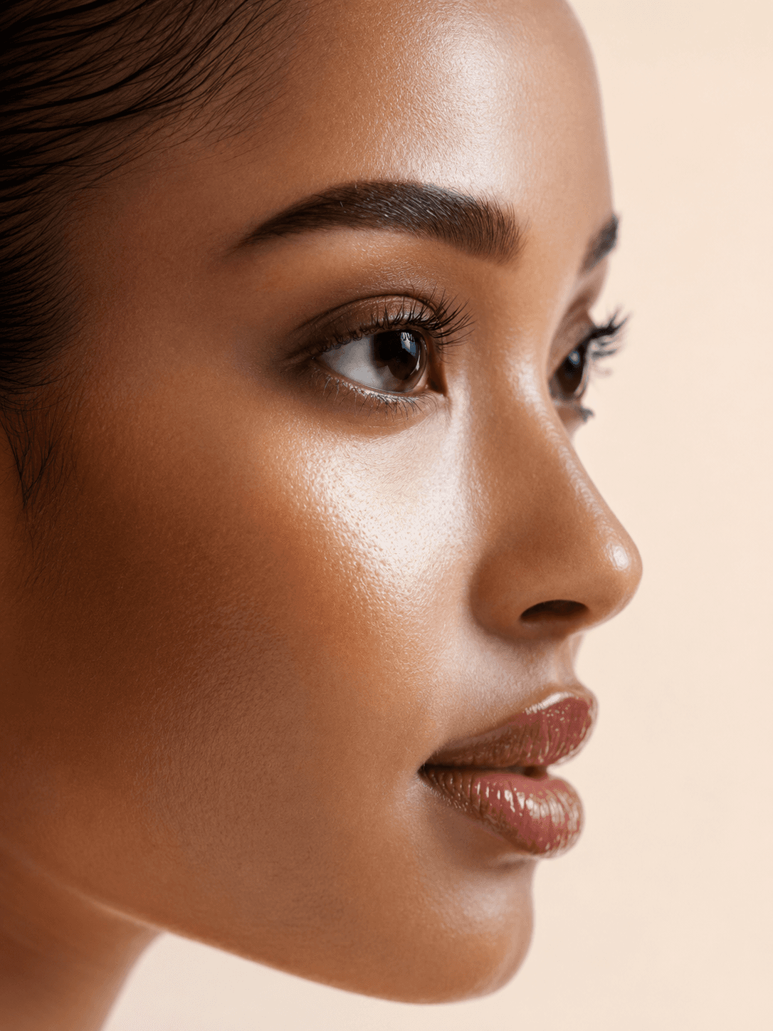 Seitliches Beauty Portrait mit präzisem Permanent Make-up